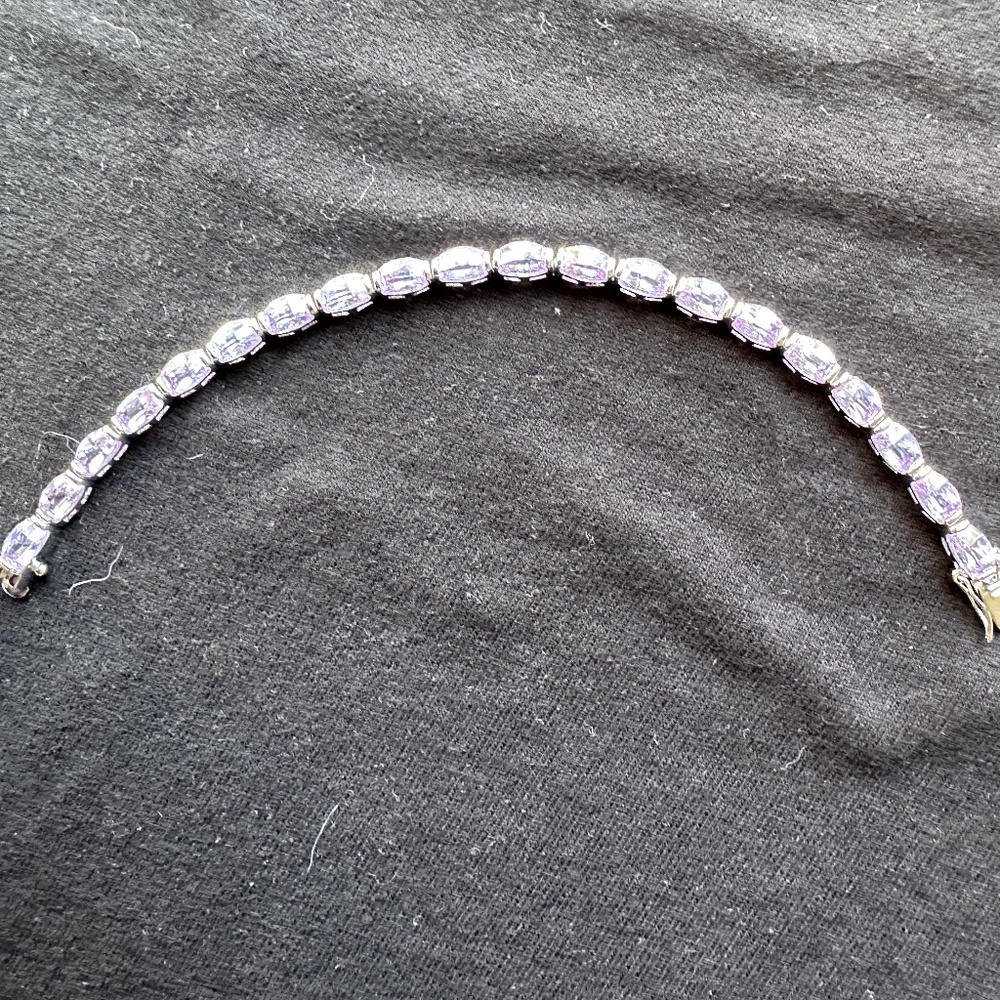 Lab-made Amethyst and Sterling Silver Bracelet - Picture 11 of 11